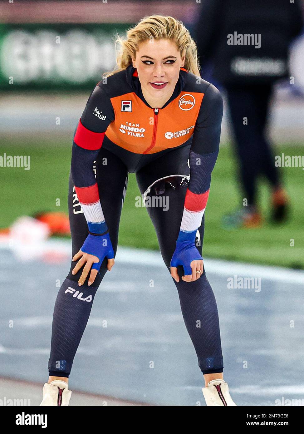 HAMAR - Jutta Leerdam (NED) in the women's 1000 meters sprint during the  ISU European Speed Skating Championships at the Hamar Olympic Hall on  January 7, 2023 in Hamar, Norway. ANP VINCENT