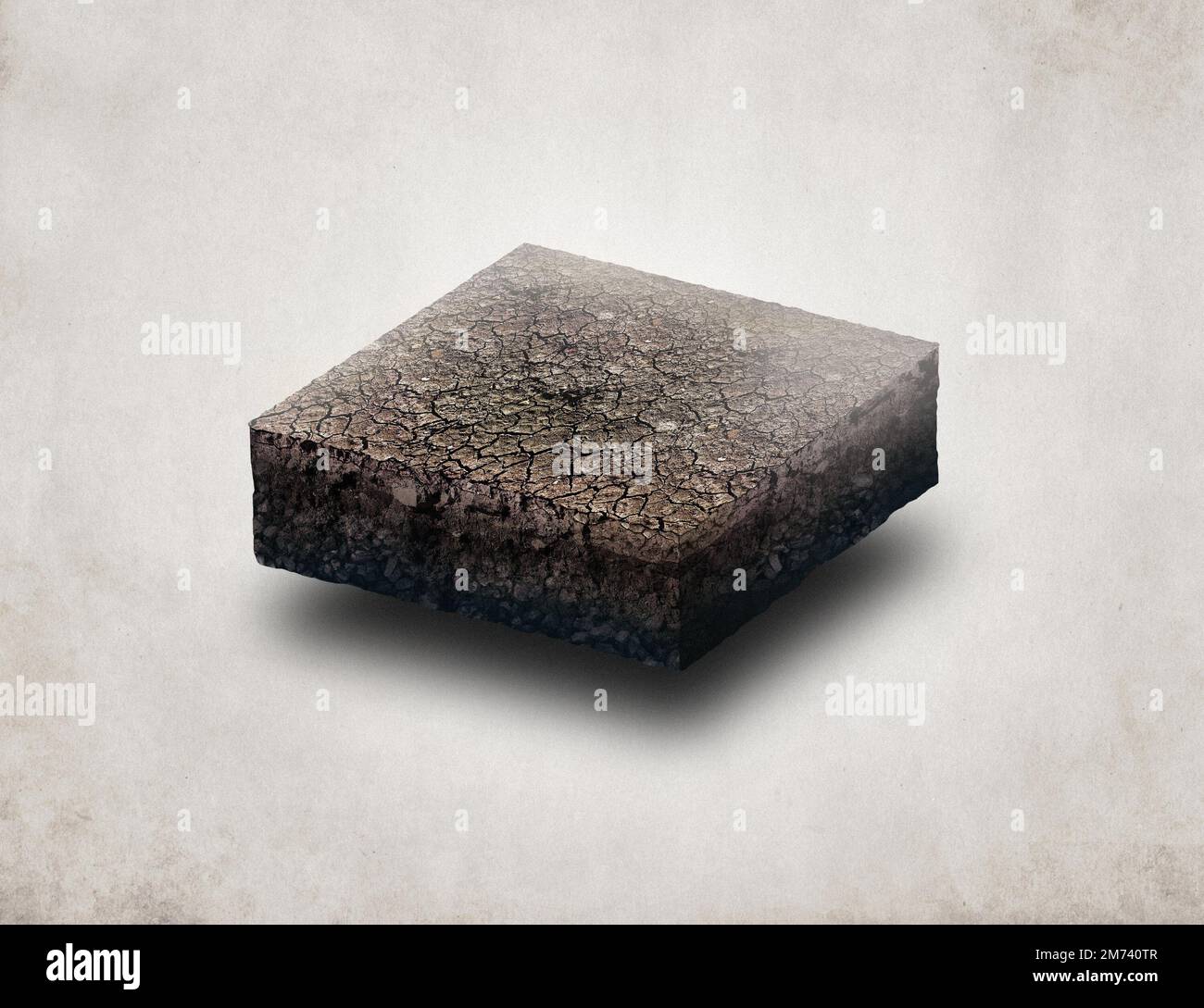 Soil layers. Cross section soil layers. 3D illustration isolated on light background Stock Photo