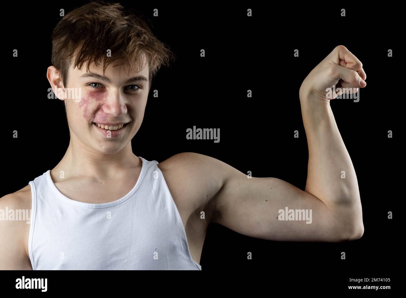 Flexing muscles white background hi-res stock photography and images - Page  2 - Alamy