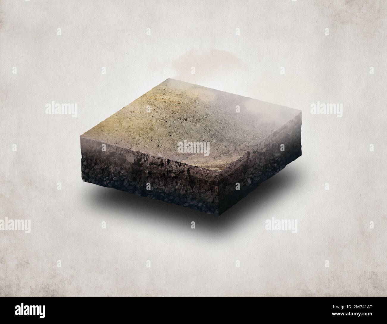 Soil layers. Cross section soil layers. 3D illustration isolated on light background Stock Photo