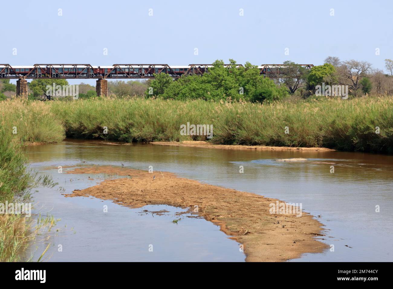 Old Railroad Bridge (now hotel) at Skukuza in Kruger National Park in South Africa Stock Photo