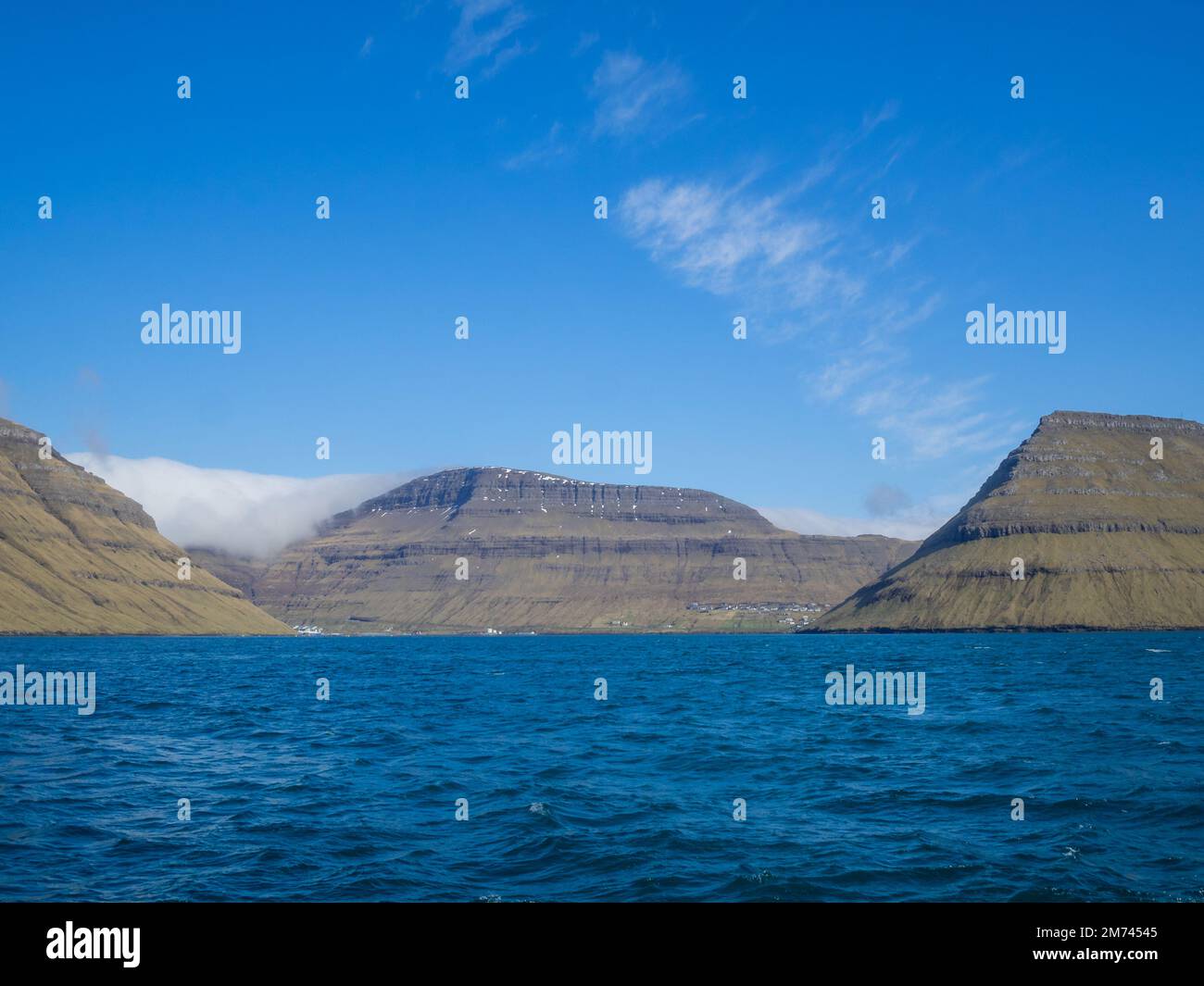 The strait between Kunoy and Bordoy islands Stock Photo