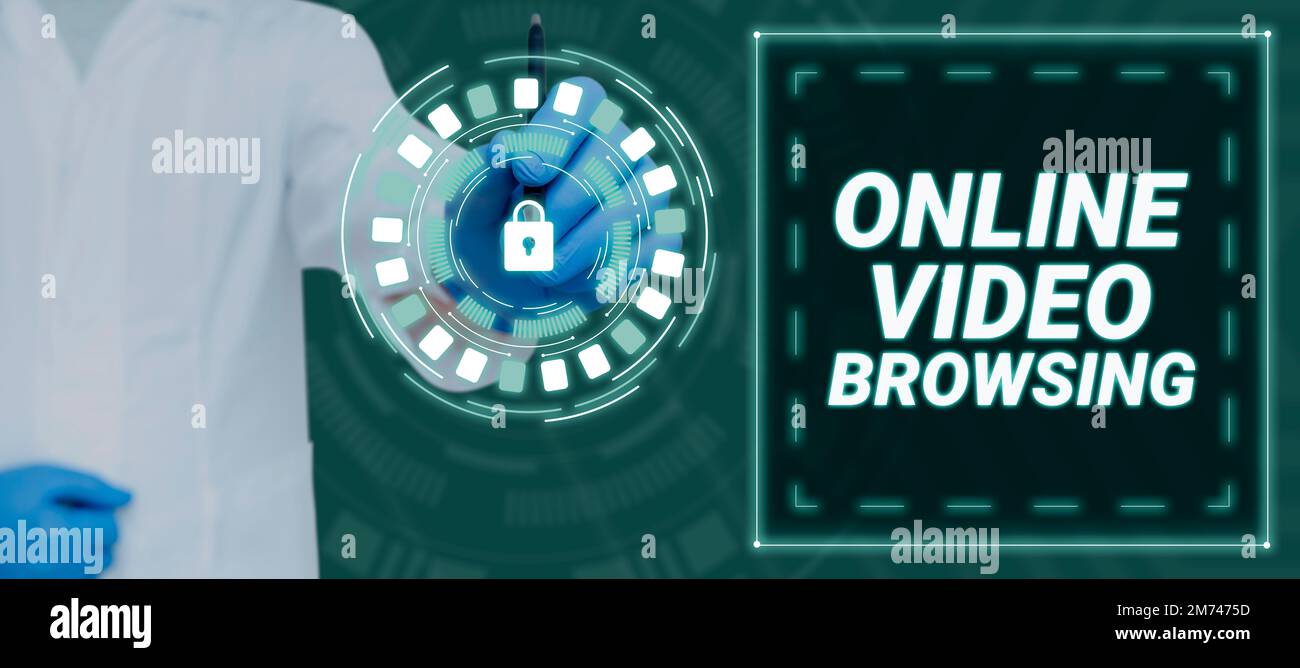 Text sign showing Online Video Browsing. Concept meaning interactive