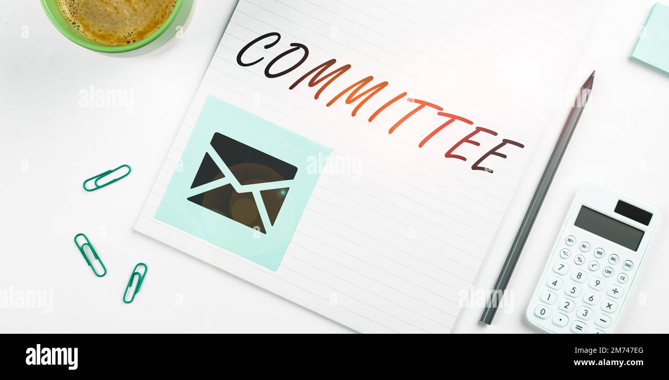 Text caption presenting Committee. Business idea Group of people ...
