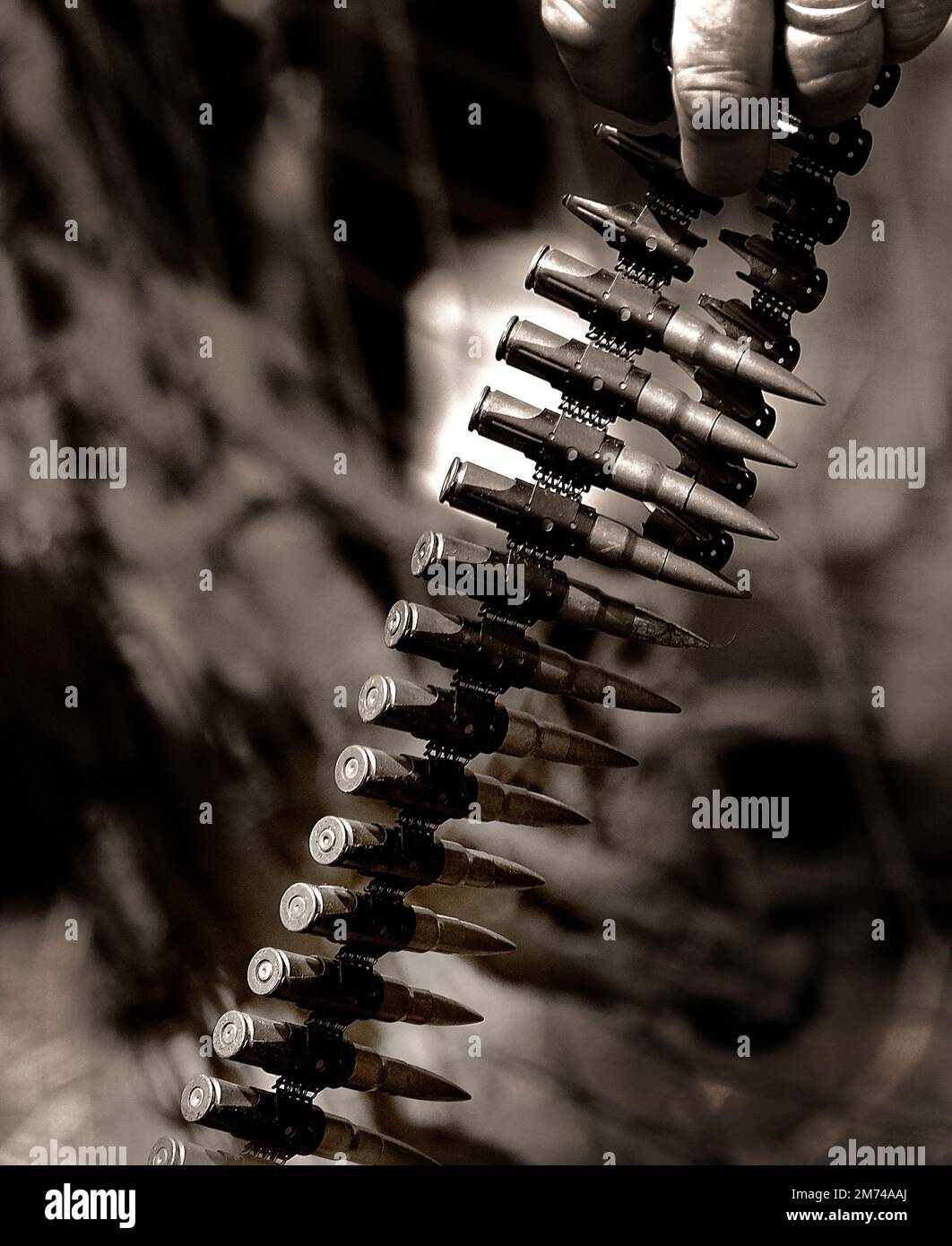 Belts of linked amunition for machine gun Stock Photo Alamy