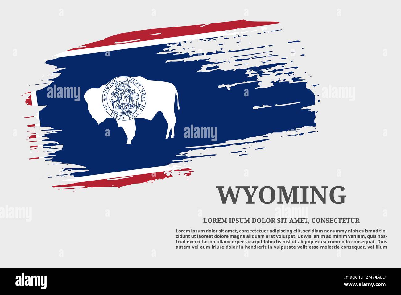 Wyoming US flag grunge brush and text poster, vector Stock Vector