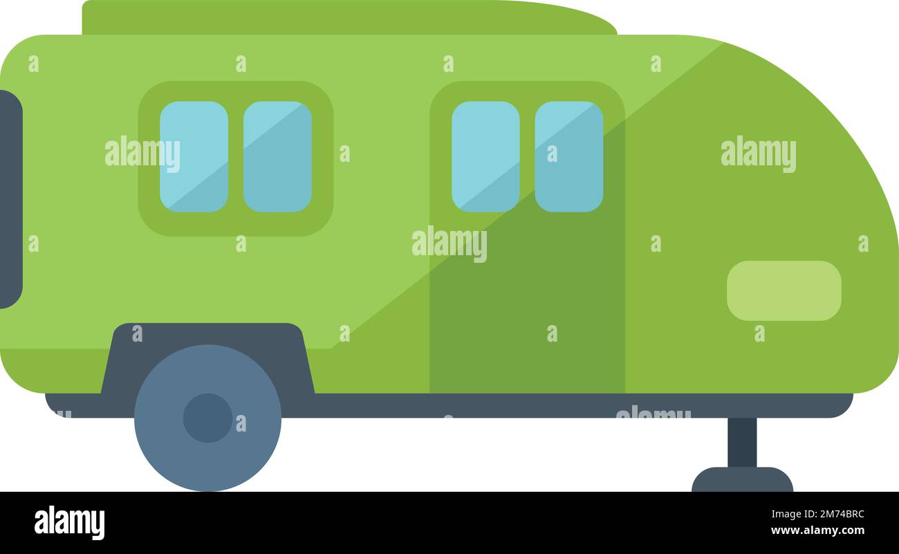 Camper caravan icon flat vector. Car auto. Bus van isolated Stock ...