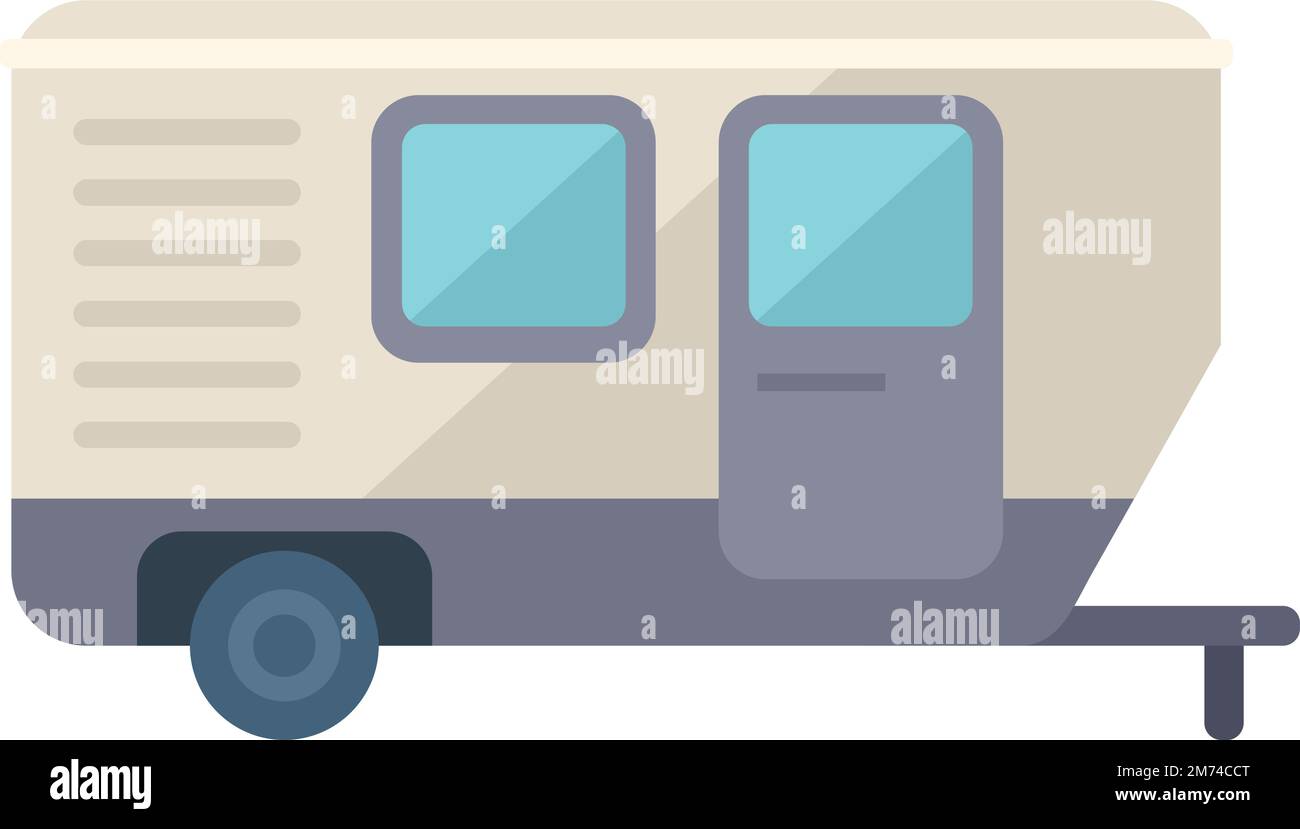 Trailer icon flat vector. Camper car. Home travel isolated Stock Vector ...