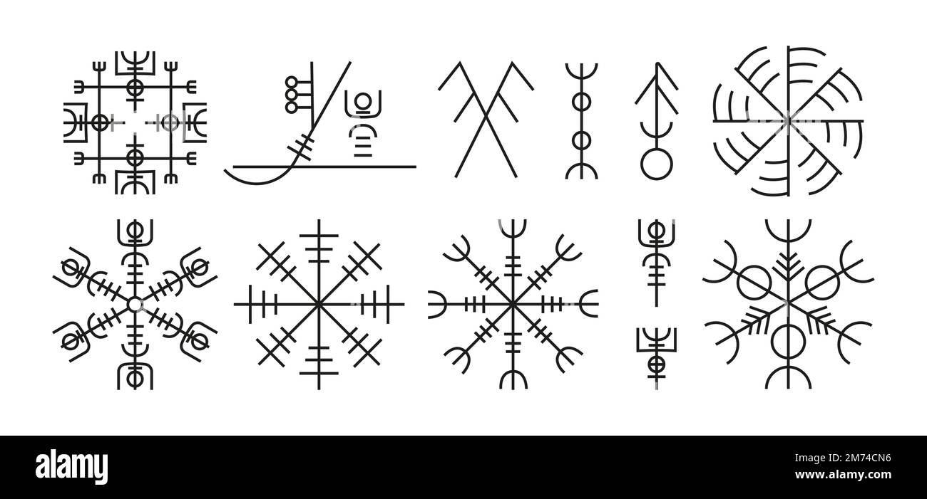 Nordic celtic runes set norse protection symbols Vector Image