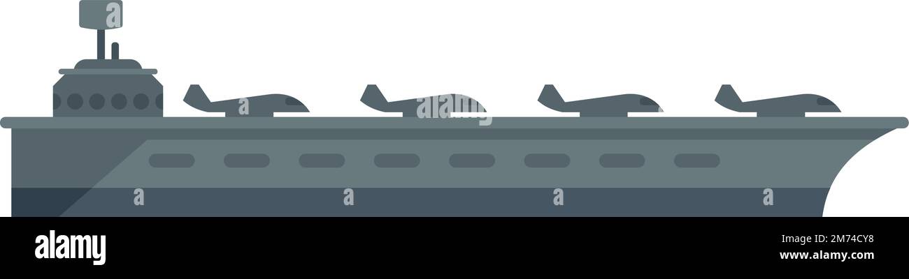 Aircraft navy icon flat vector. Carrier ship. Military warship isolated Stock Vector