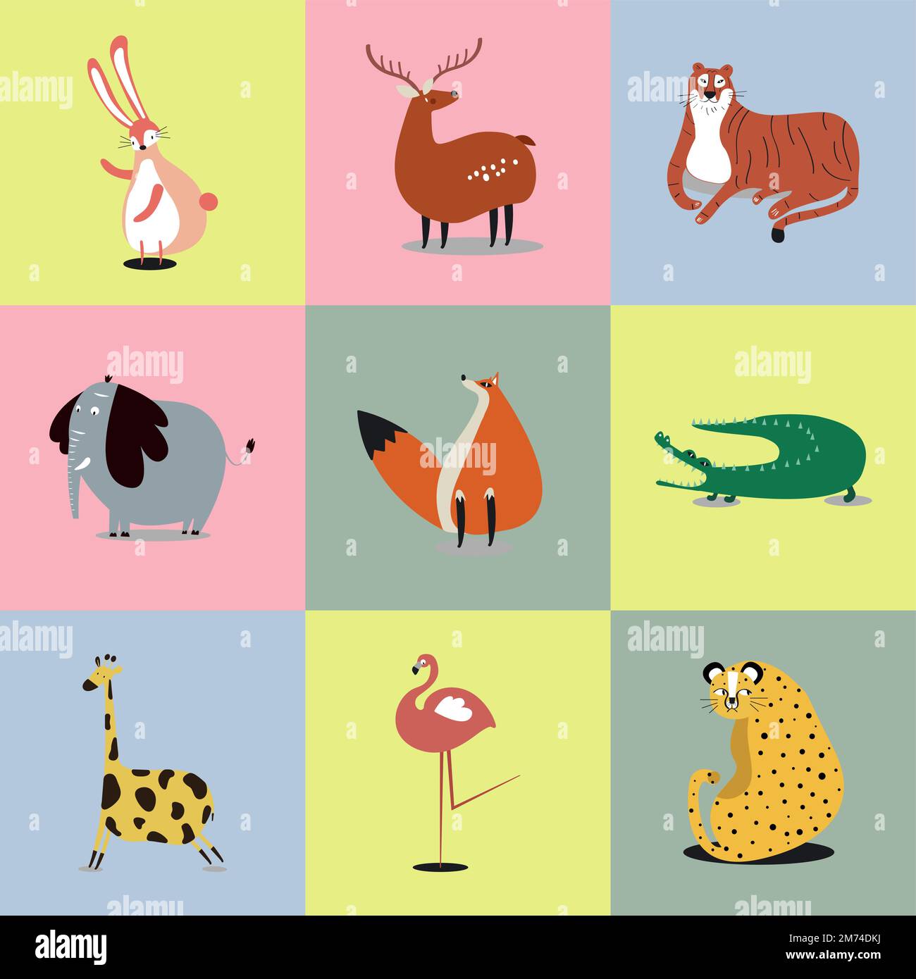 Collection of cute wild animals illustrations Stock Vector Image & Art