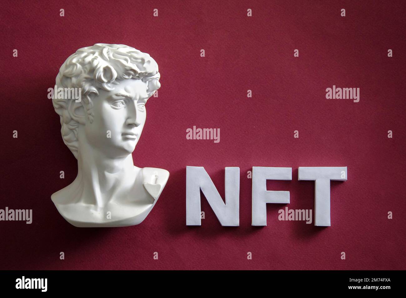 David Statue and NFT concept of digital art and cryptocurrency online Stock  Photo - Alamy