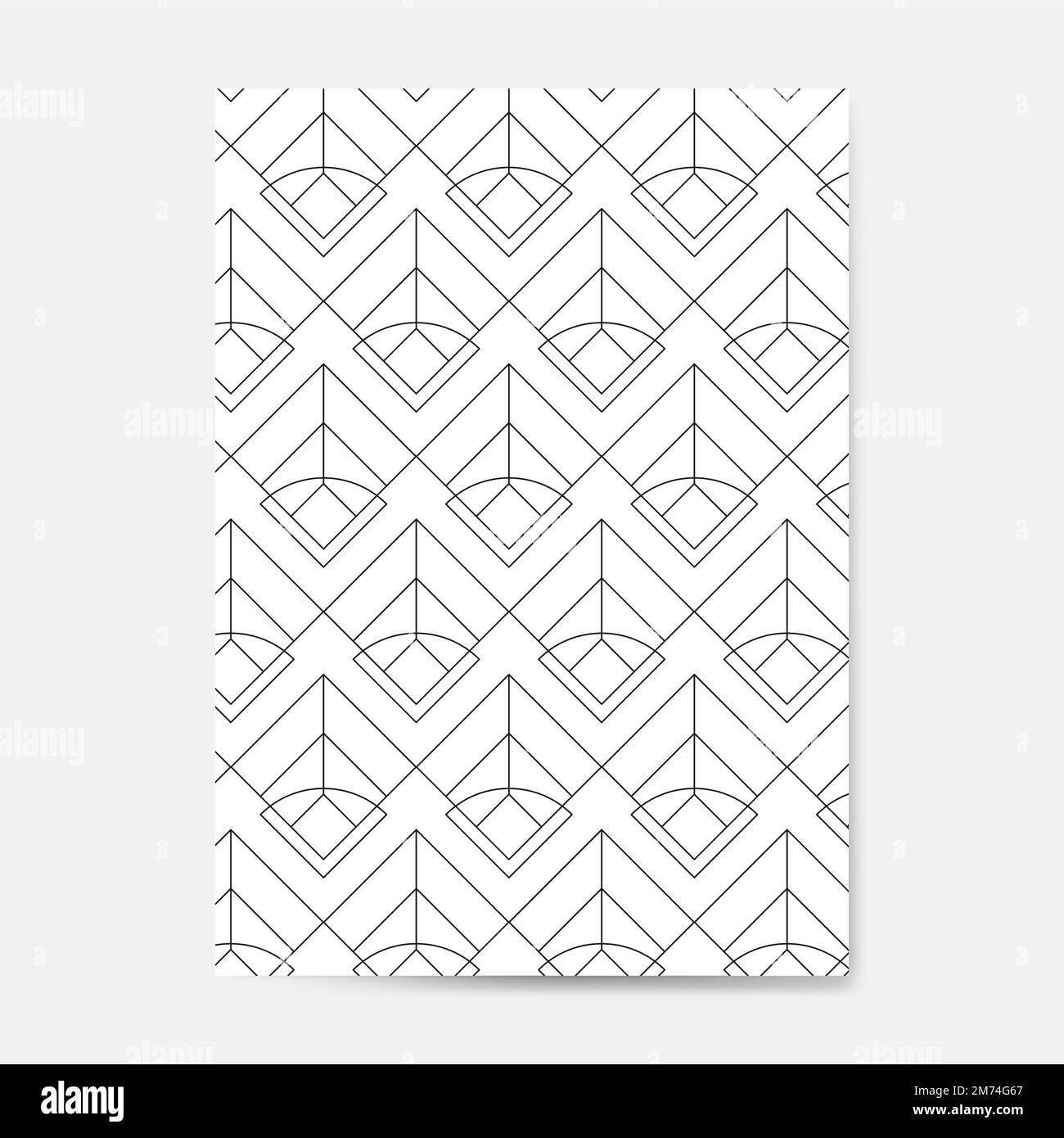 Black geometric seamless pattern on a white card Stock Vector