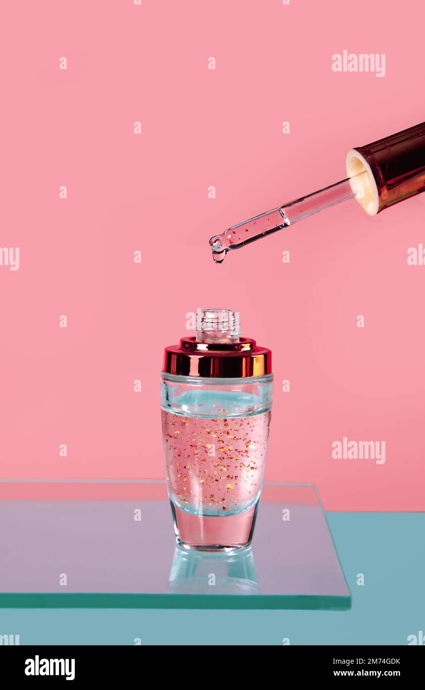 Cosmetic skincare beauty treatment product dropper bottle. Pipette with ...
