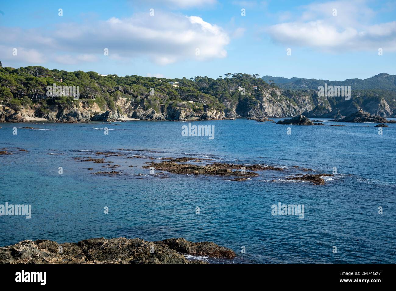 Mediteranean seascape,Six-Fours-Les-Plages, South of France, a travel destination Stock Photo