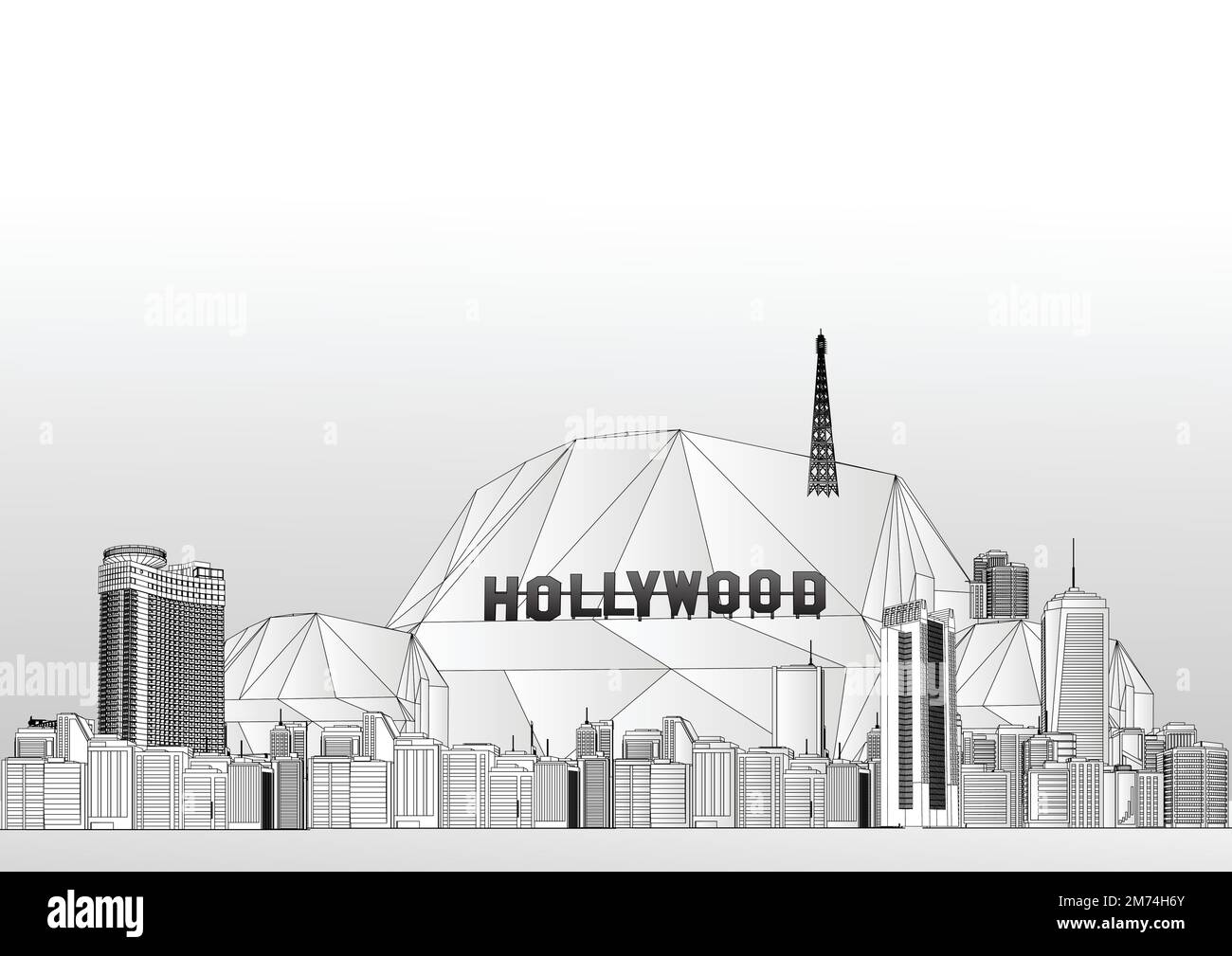 Beautiful Hollywood City Vector Illustration Stock Vector