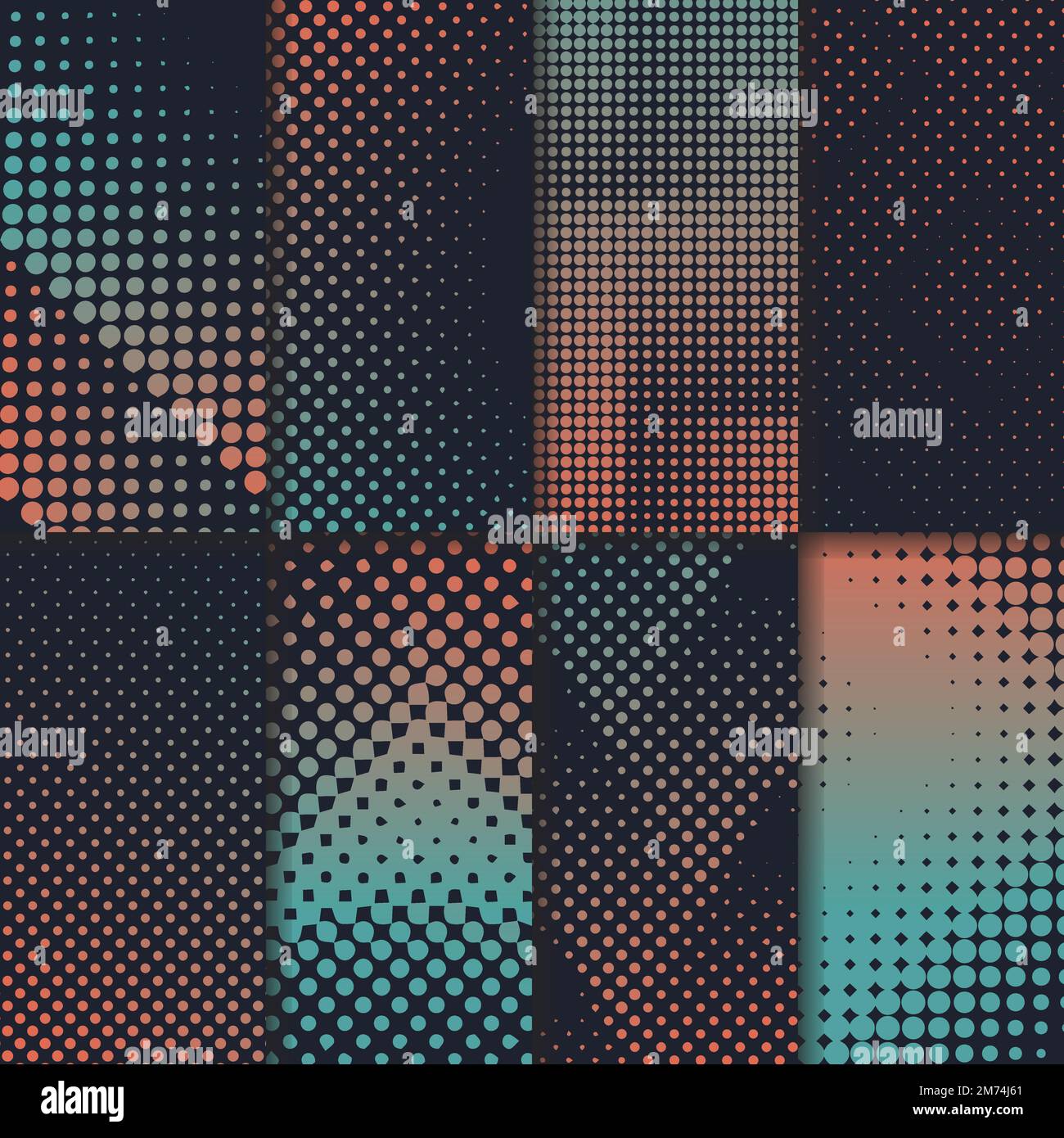 Green and orange halftone background vector set Stock Vector