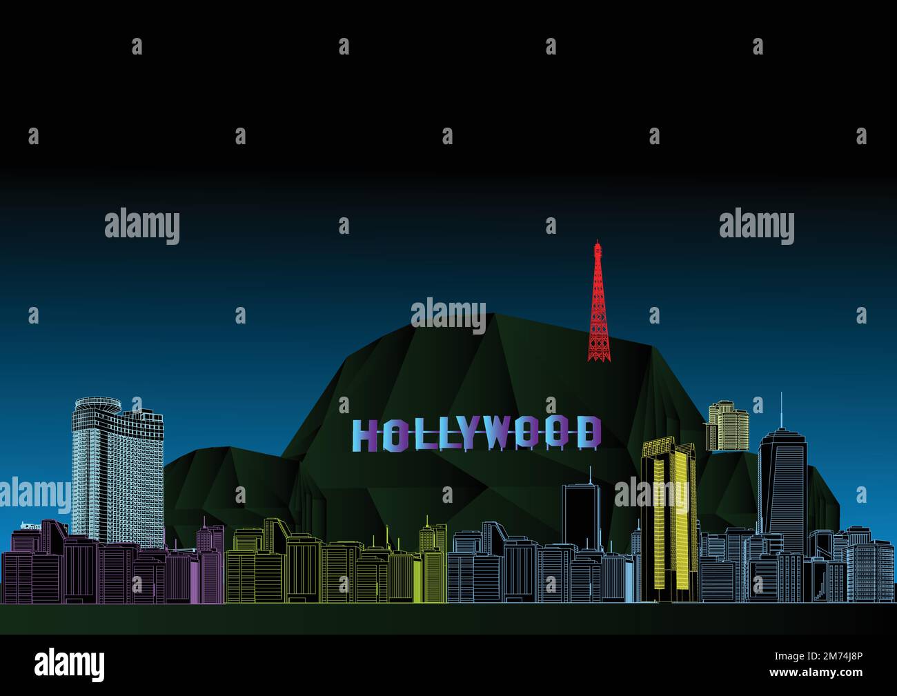 Beautiful Hollywood City Vector Illustration Stock Vector