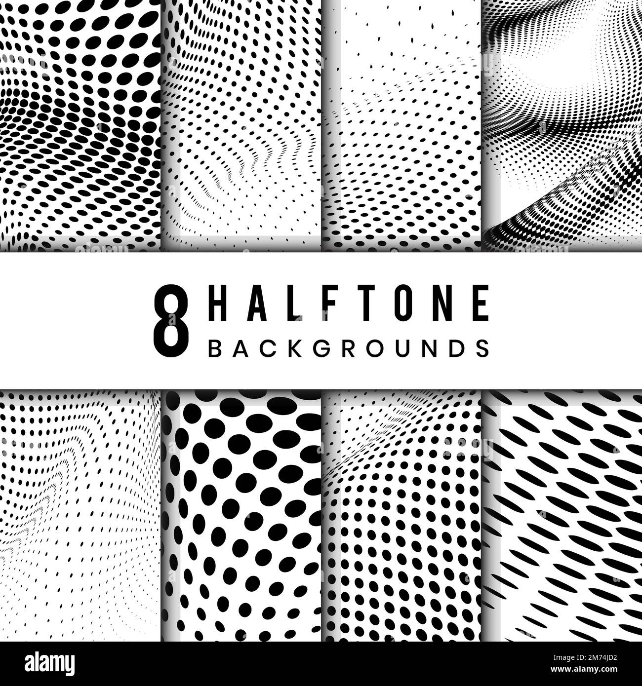Black and white wavy halftone background vector set Stock Vector Image ...