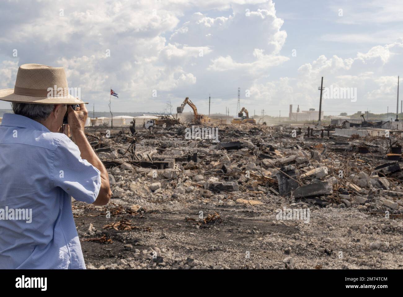 A documentary photographer capturing the accident area Stock Photo