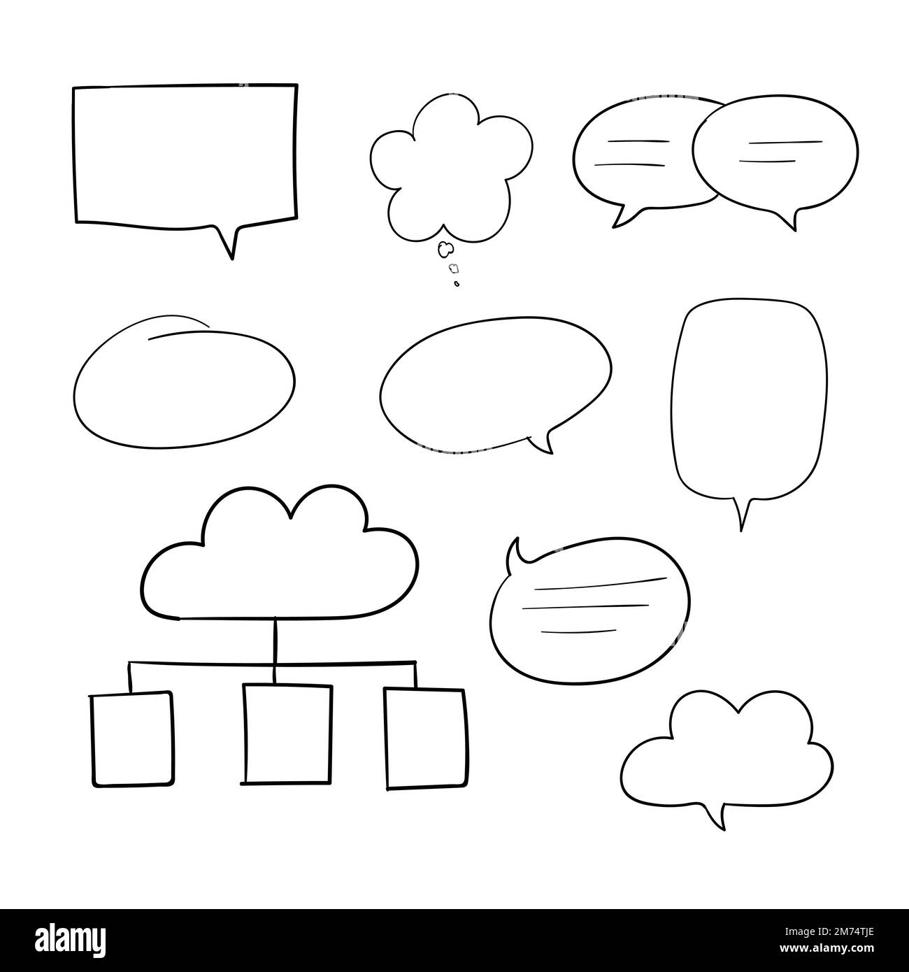 Hand-drawn doodle speech bubbles vector set Stock Vector Image & Art ...
