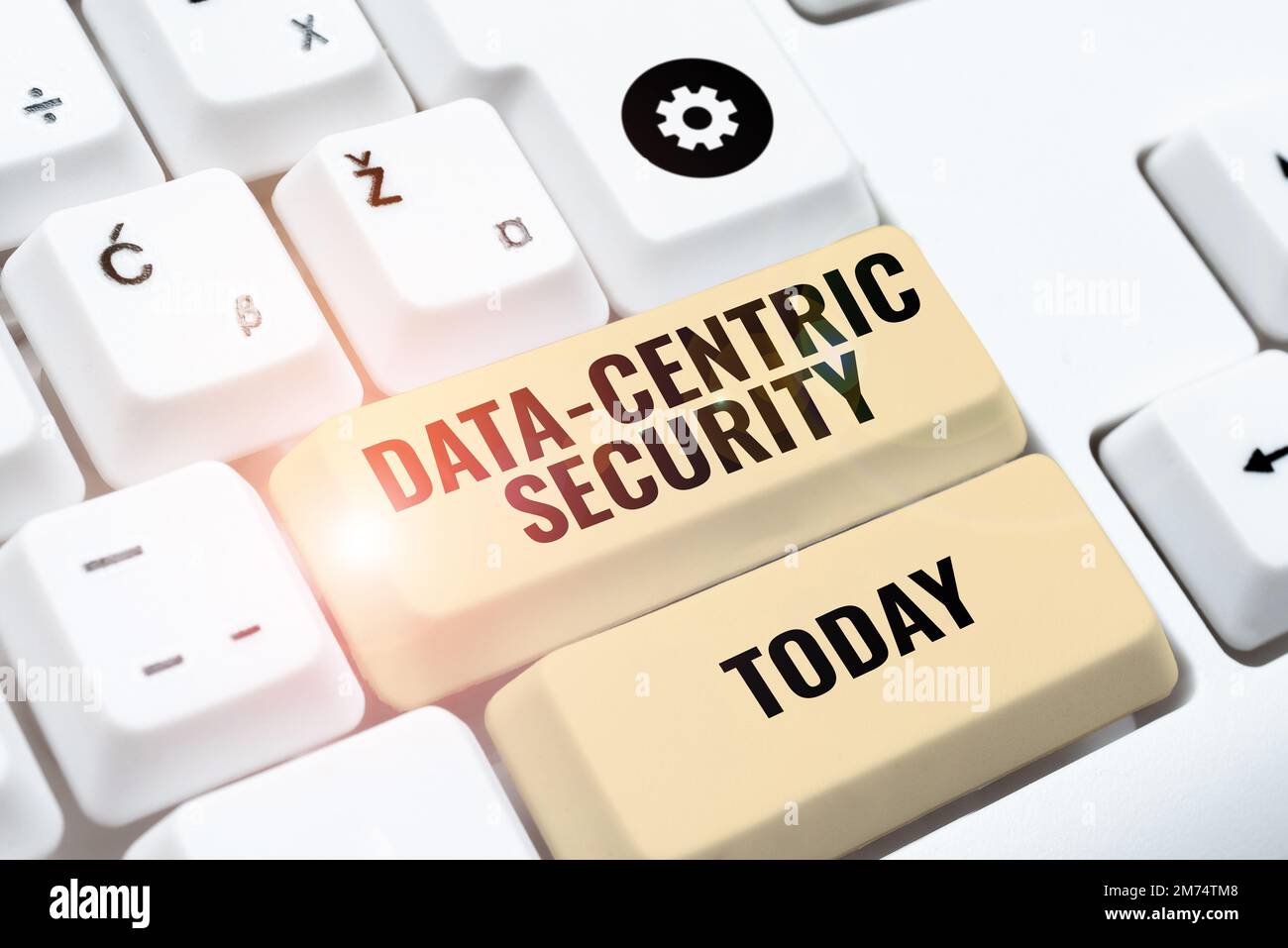 Sign displaying Data Centric Security. Business overview involves the retrieved values from the database by the web Stock Photo