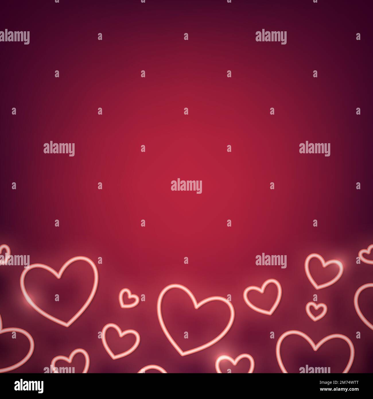 Neon light heart on red background Stock Vector