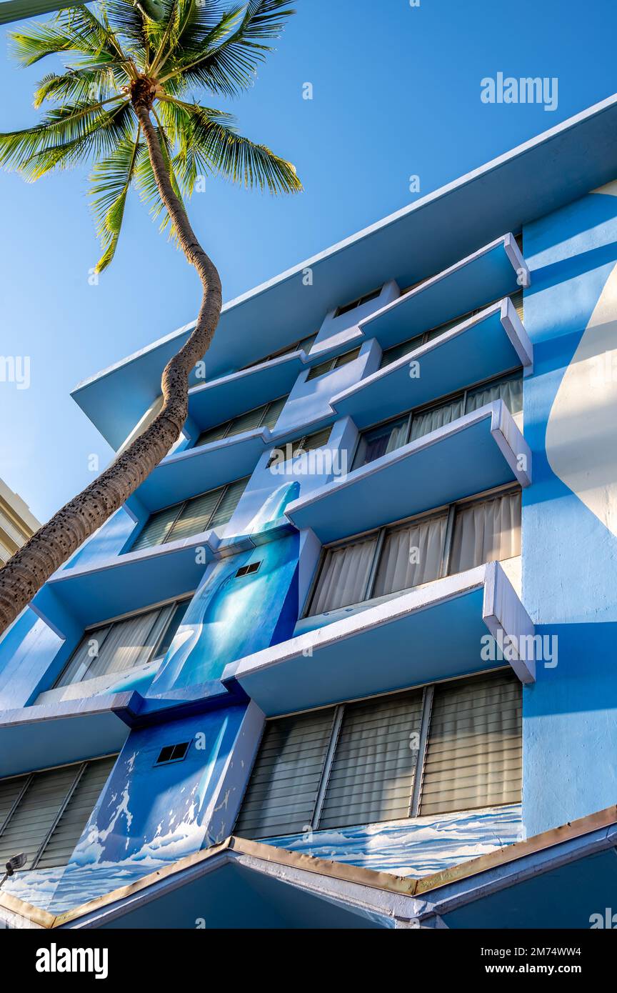 Honolulu, Hawaii December 26, 2022 Artsy exterior of an apartment