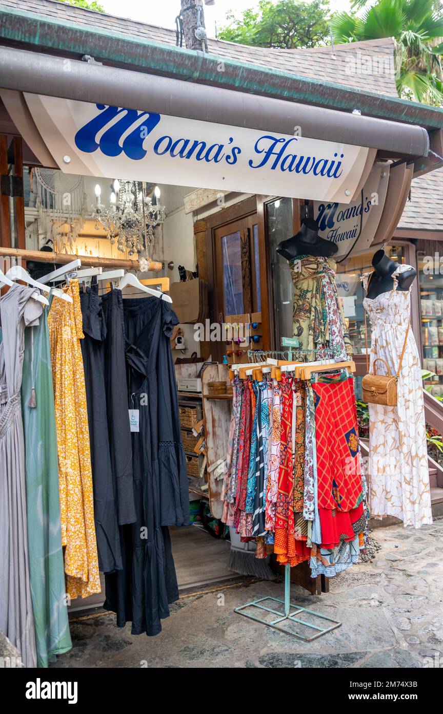 Honolulu, Hawaii - December 26, 2022: Moana's Hawaiian clothing store at  the Hilton Hawaiian Village Stock Photo - Alamy