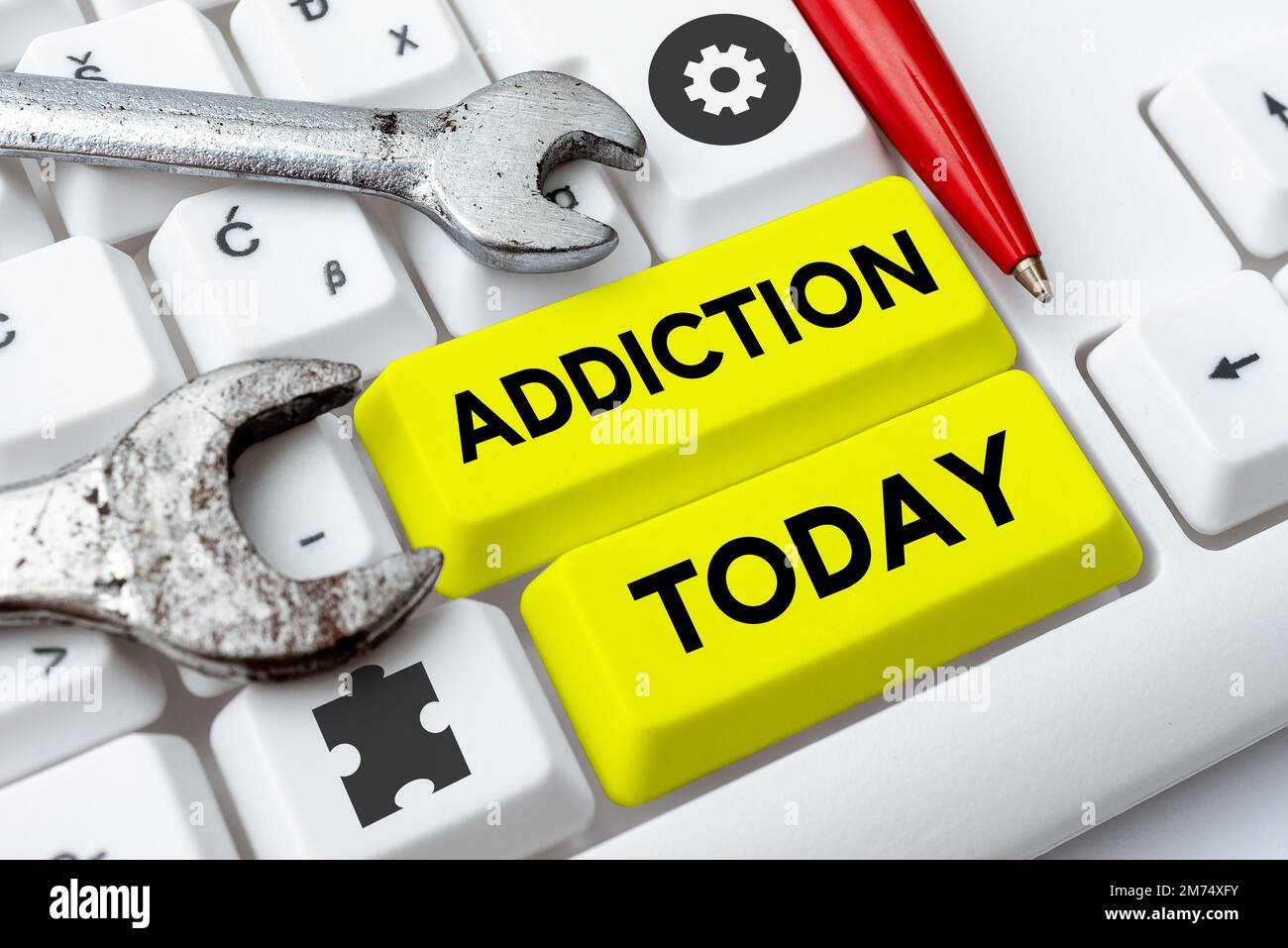 Conceptual caption addiction word hi-res stock photography and images ...