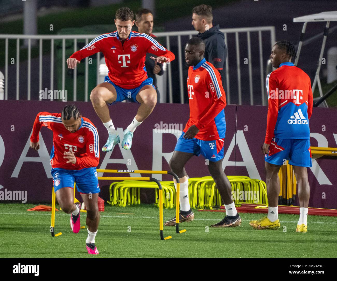 Doha, Qatar. 07th Jan, 2023. Serge Gnabry (l-r) Benjamin Pavard, Dayot ...