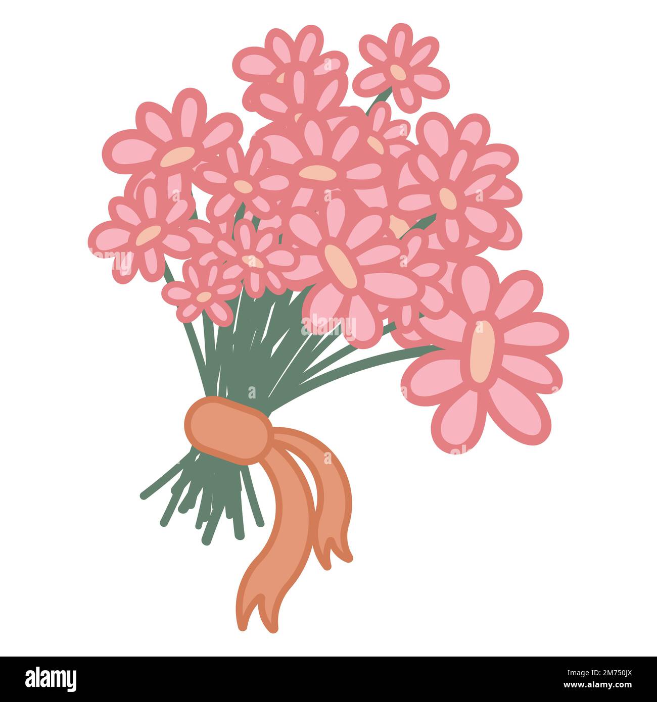 Beautiful pink flowers on a white background. Flat Stock Vector Image ...