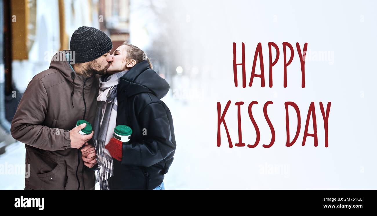 Happy kiss day web banner. Kiss day, February 13, golden day in ...