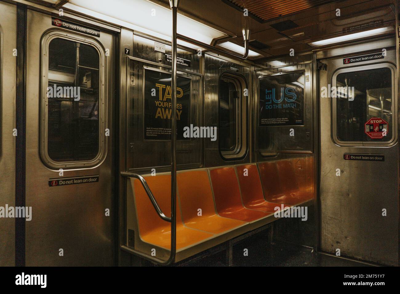 Empty New York City metro train, apocalyptic vibes Stock Photo - Alamy