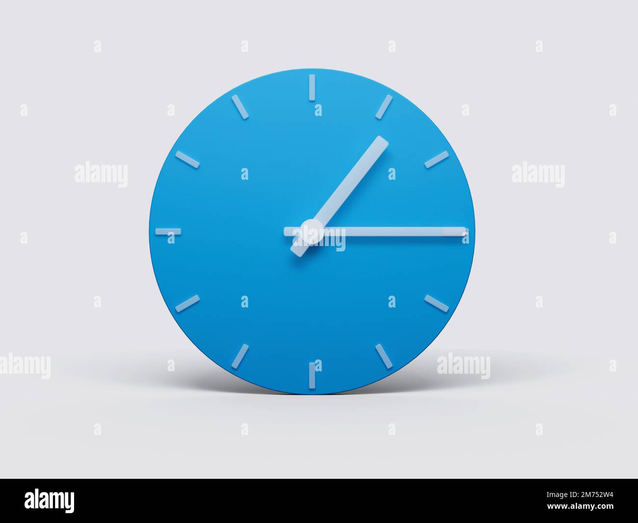 A 3D illustration of the blue wall clock on white background, showing 1