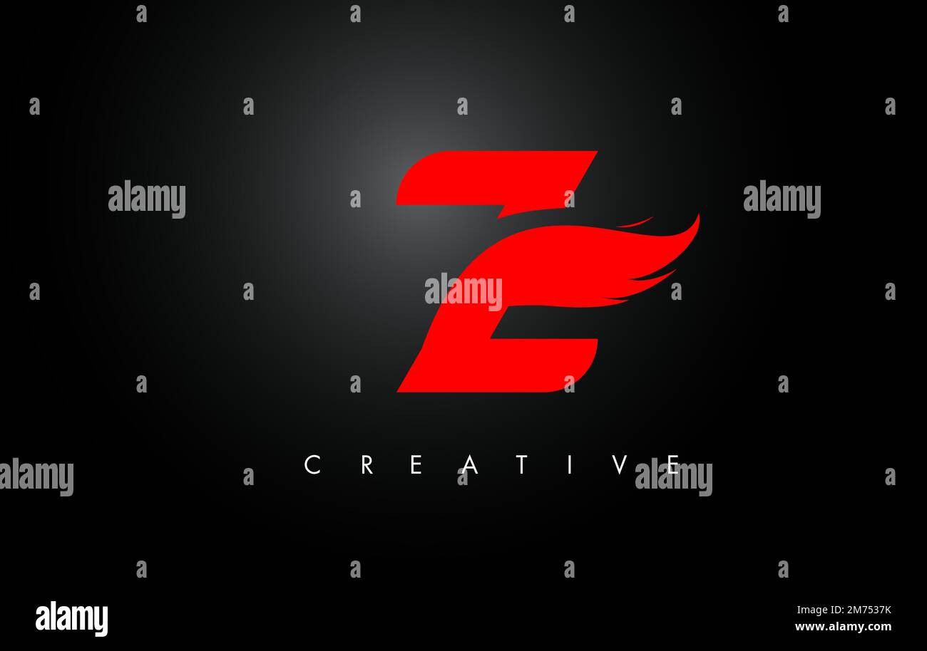Red Z Letter Wings Logo Design Icon. Flying Wing Letter Logo with ...