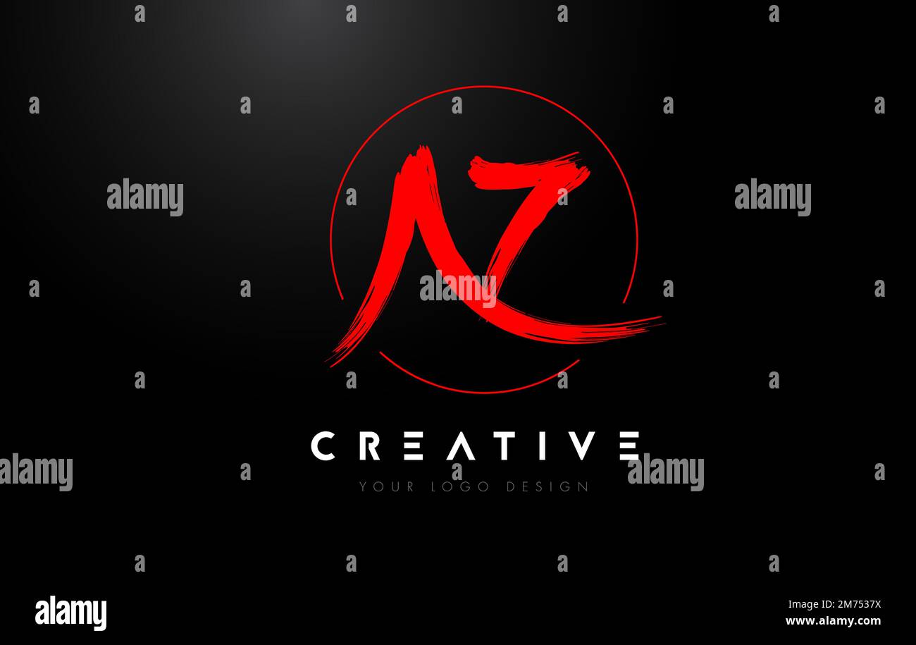 Red AZ Brush Letter Logo Design. Artistic Handwritten Brush Letters ...