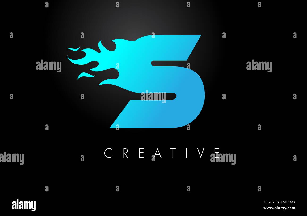 Blue fire  Blue S Letter Flame Logo Design. Fire Logo Lettering Concept Vector. Stock Vector