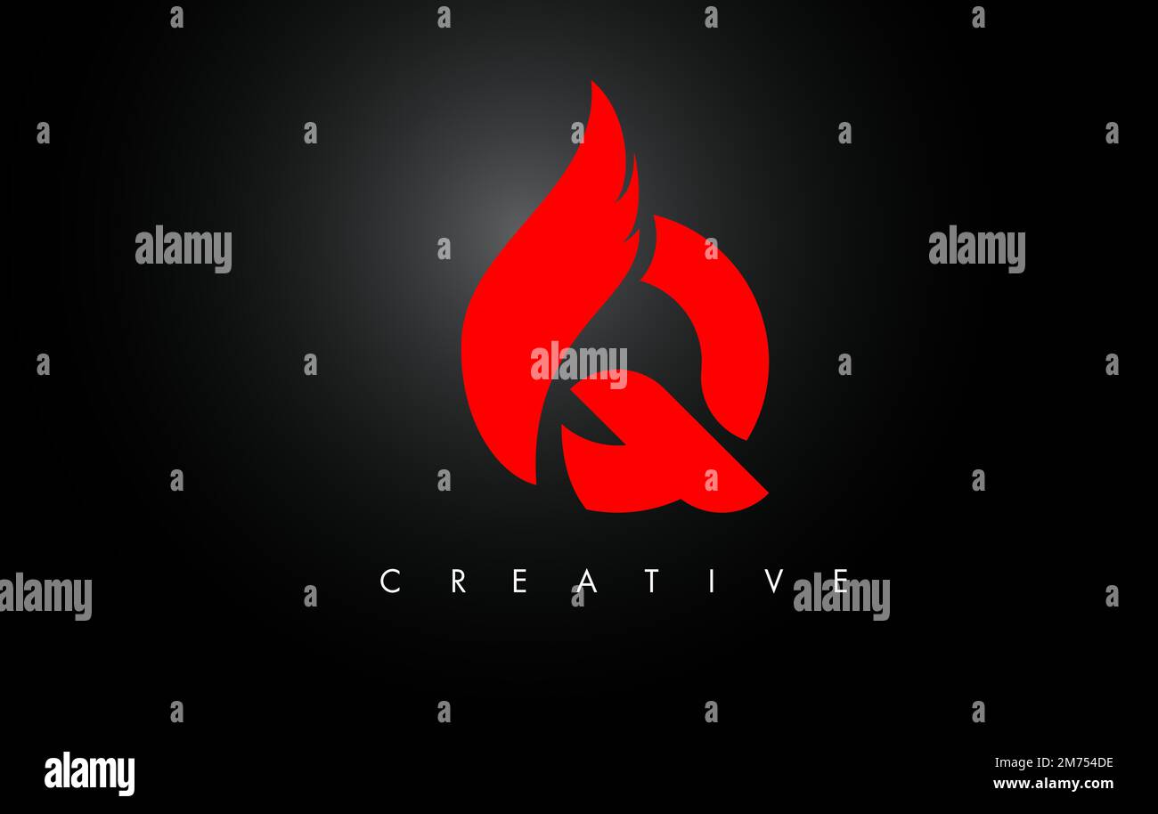 Red Q Letter Wings Logo Design Icon. Flying Wing Letter Logo with ...