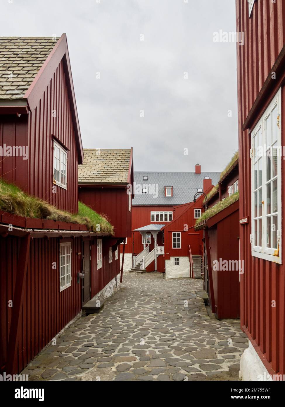 Tinganes red houses with slate roof, Tórshavn Stock Photo
