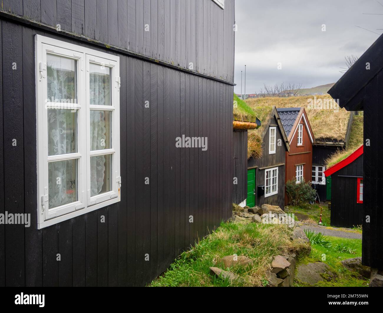 Wooden houses of Tinganes, old Tórshavn Stock Photo