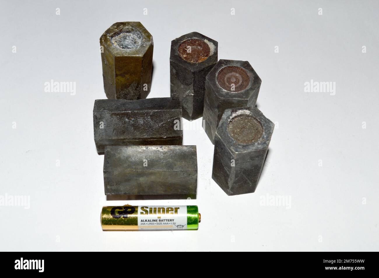 burnt capsules from the 9M22S for MLRS Grad projectile  containing an incendiary composition were found in eastern Ukraine Stock Photo