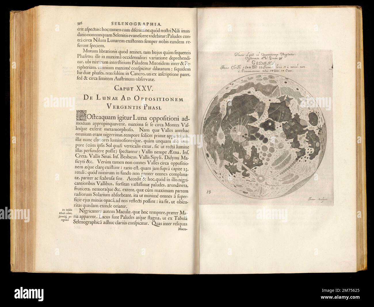 Selenographia, description of the moon, book by Johannes Hevelius, 1647 Stock Photo