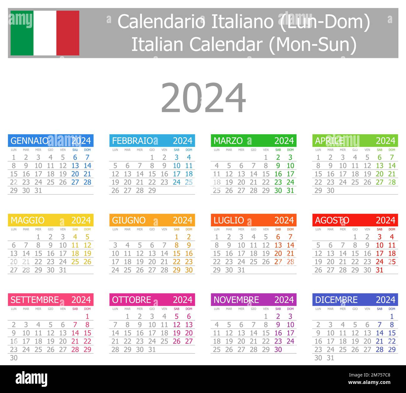Calendario Annuale 2025 Vettoriale Italiano Janna Loraine