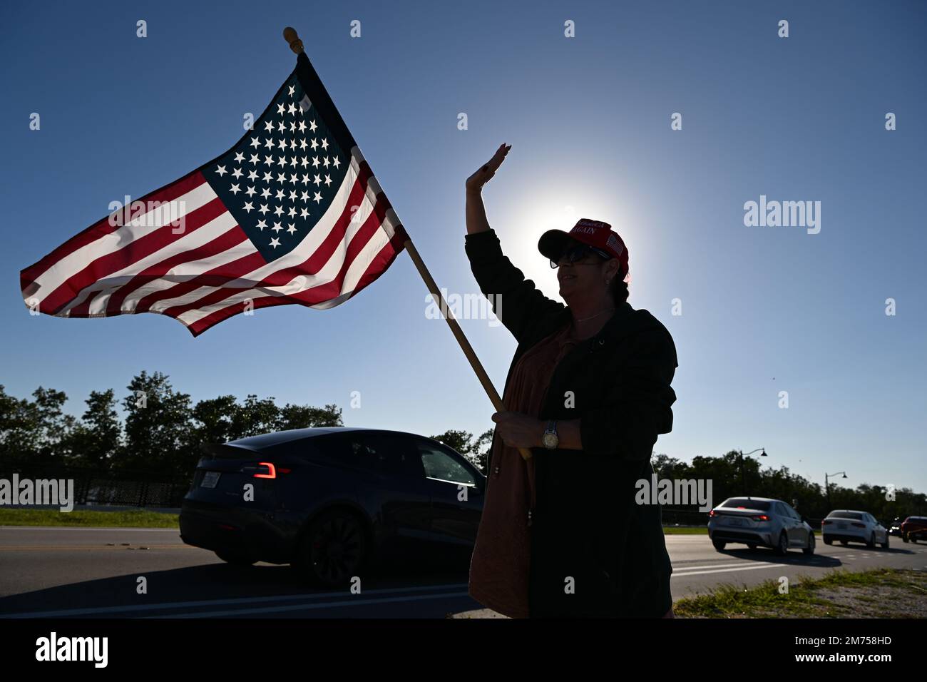 WEST PALM BEACH, FL - JANUARY 06: Pro Trump supporters rally outside ...