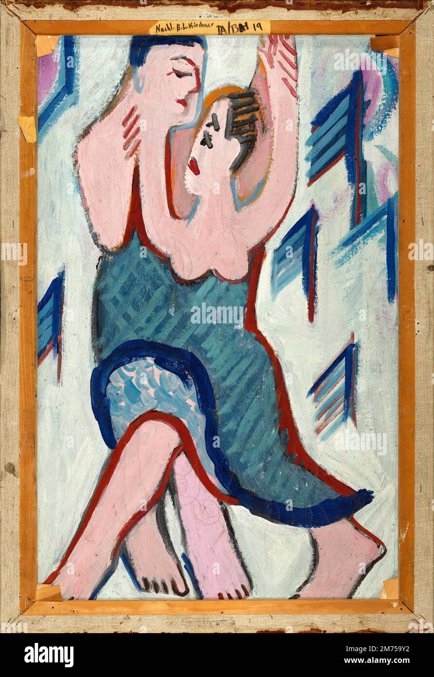 Dancing Couple in the Snow [reverse].  Ernst Ludwig Kirchner. 1938. Stock Photo