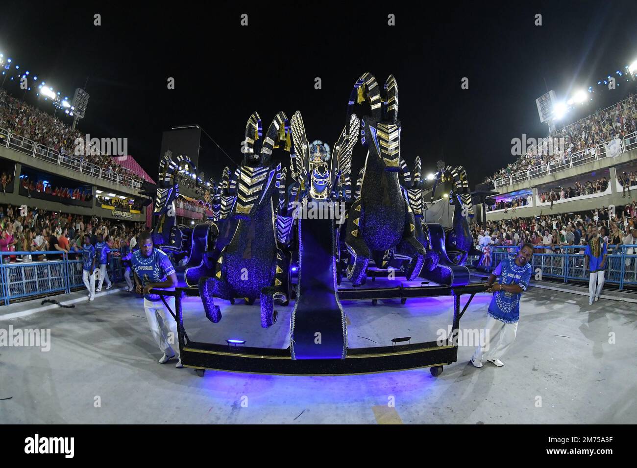 Rio de Janeiro, Brazil,April 23, 2022. Parade of the samba school Beija ...