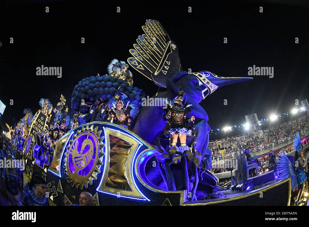 Rio de Janeiro, Brazil,April 23, 2022. Parade of the samba school Beija ...