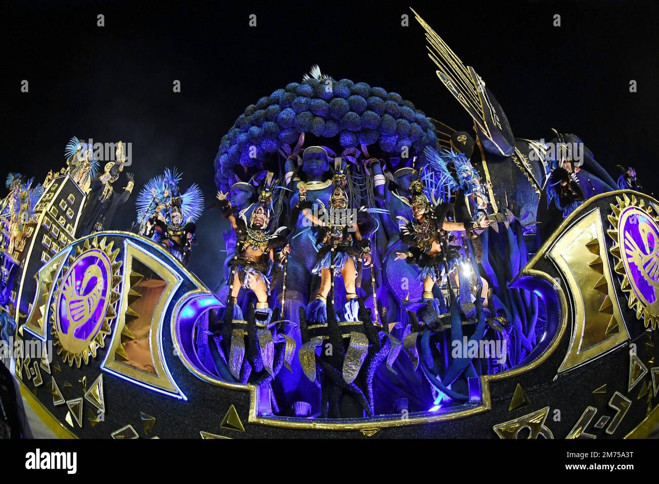 Rio de Janeiro, Brazil,April 23, 2022. Parade of the samba school Beija ...