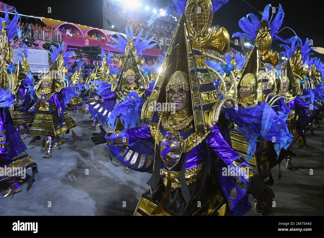 Rio de Janeiro, Brazil,April 23, 2022. Parade of the samba school Beija ...
